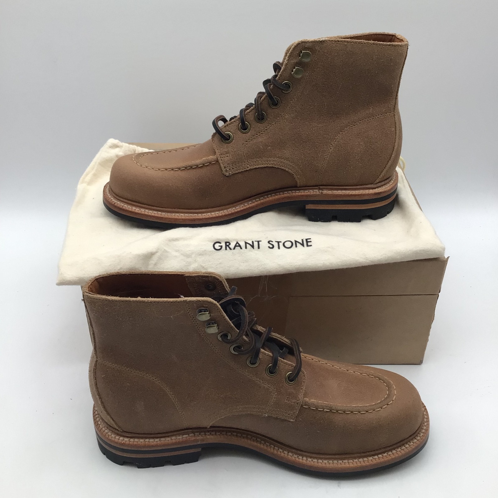 Grant Stone Brass Boot Waxed Natural Leather Lug Sole Mens Size 6.5 E Gs0058 New — image 2 of 7